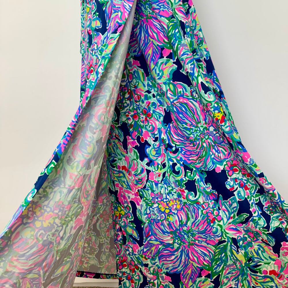 Lilly Pulitzer Delfina Sleeveless Maxi Wrap Dress in Indigo Exotic Escapade XL - Picture 6 of 11